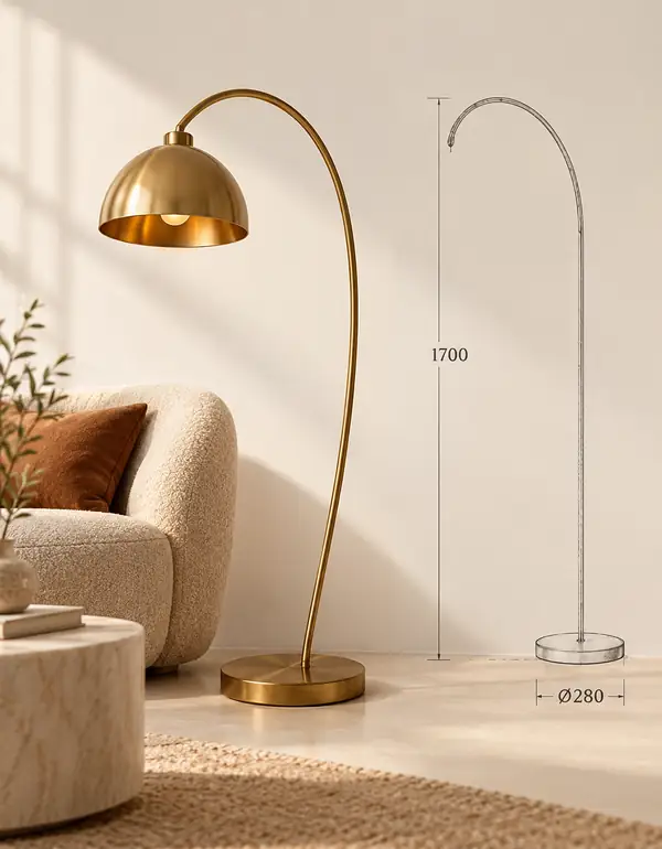Brass floor lamp reference and dimensions